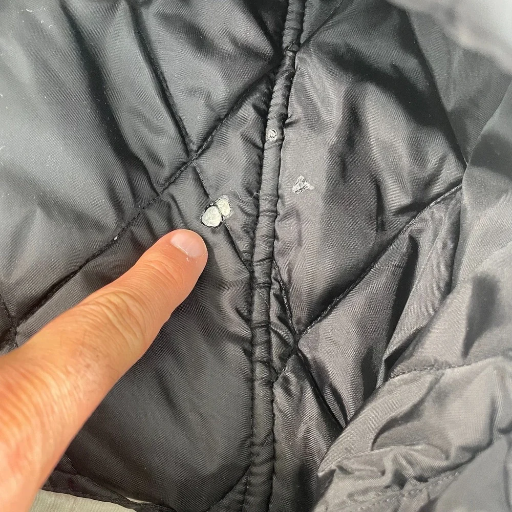 Vintage Adidas Full Zip Quilt Lined‎ Jacket Men Large Black Hooded Cinch Waist